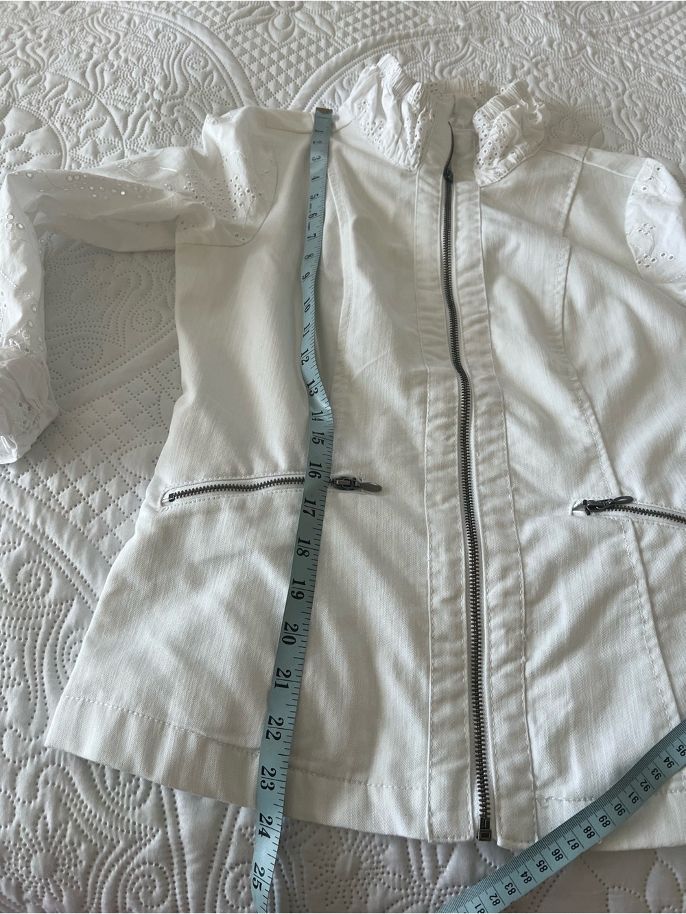 Live a Little White Eyelet-Trim Zip Jacket - Picture 8 of 8